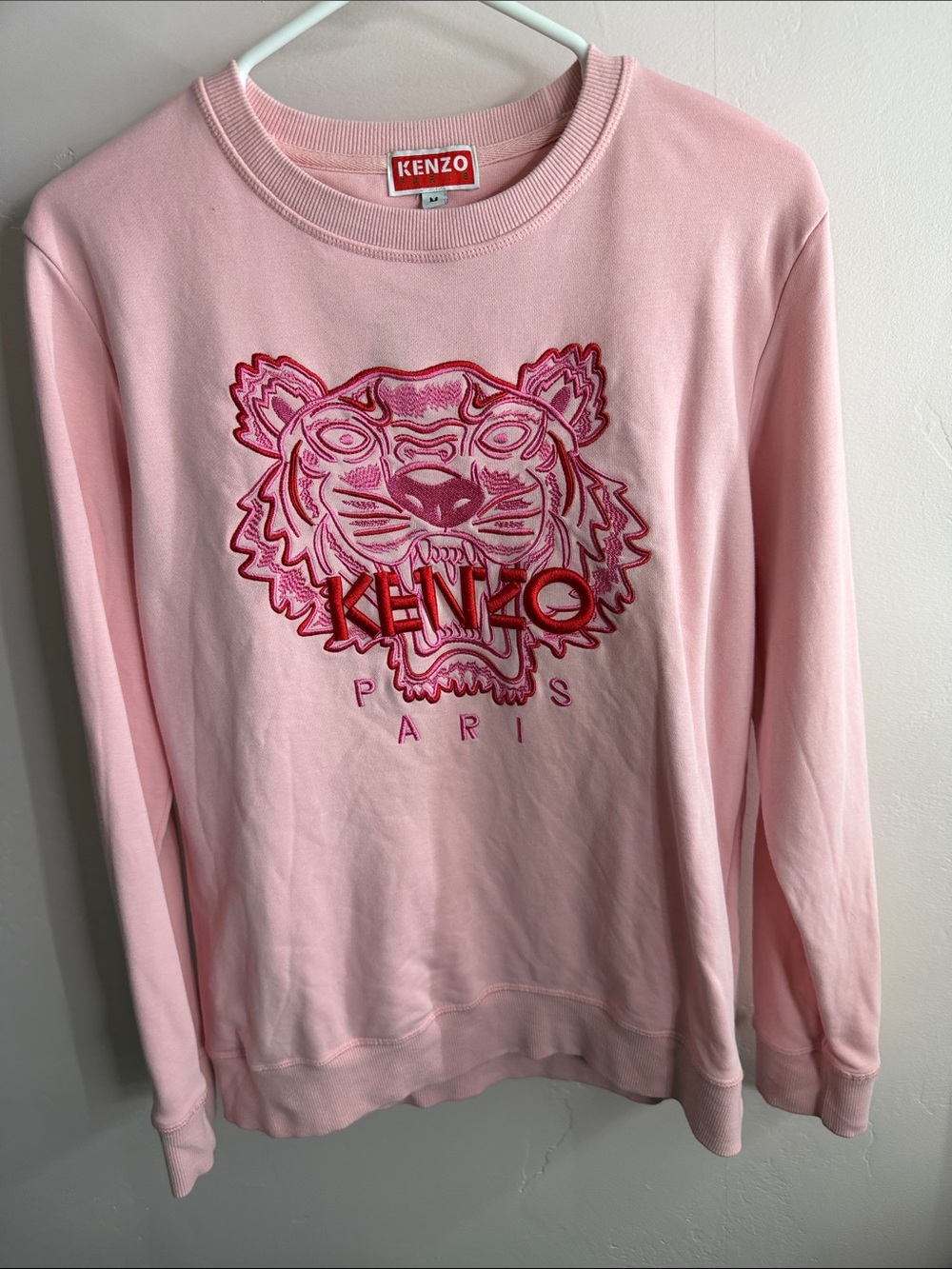Kenzo Pink Crewneck Sweatshirt with Embroidered Tiger